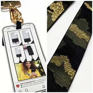 Adjustable Camo Crossbody Phone Lanyard Or Bag Strap Gold Hardware  New With Tag